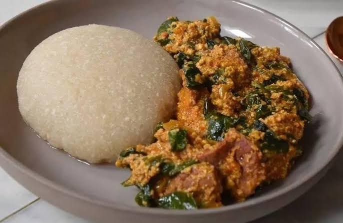 Eba and egusi soup